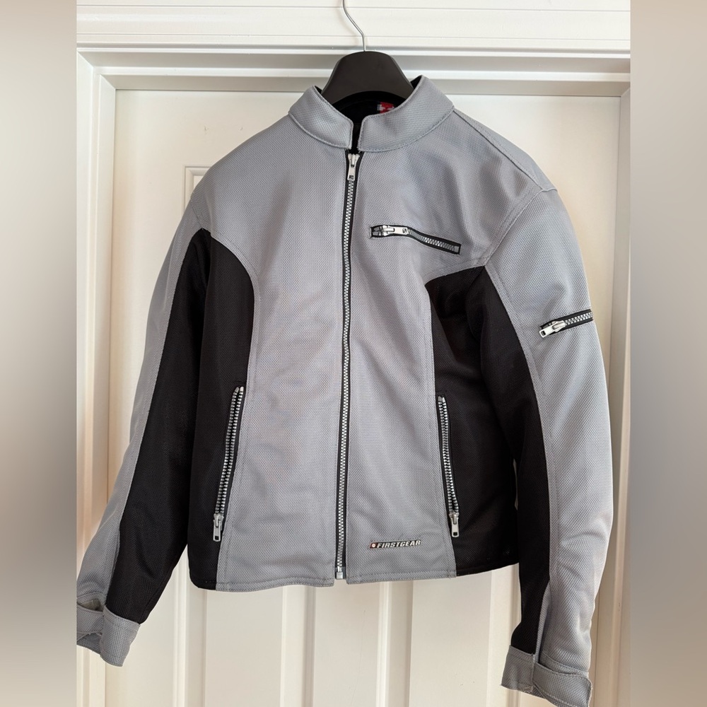 Woman’s Firstgear Gray Motorcycle Jacket with Shoulder & forearm armor
